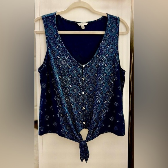 Lucky Brand Boho Tie-Front Tank – Size L - Picture 2 of 6